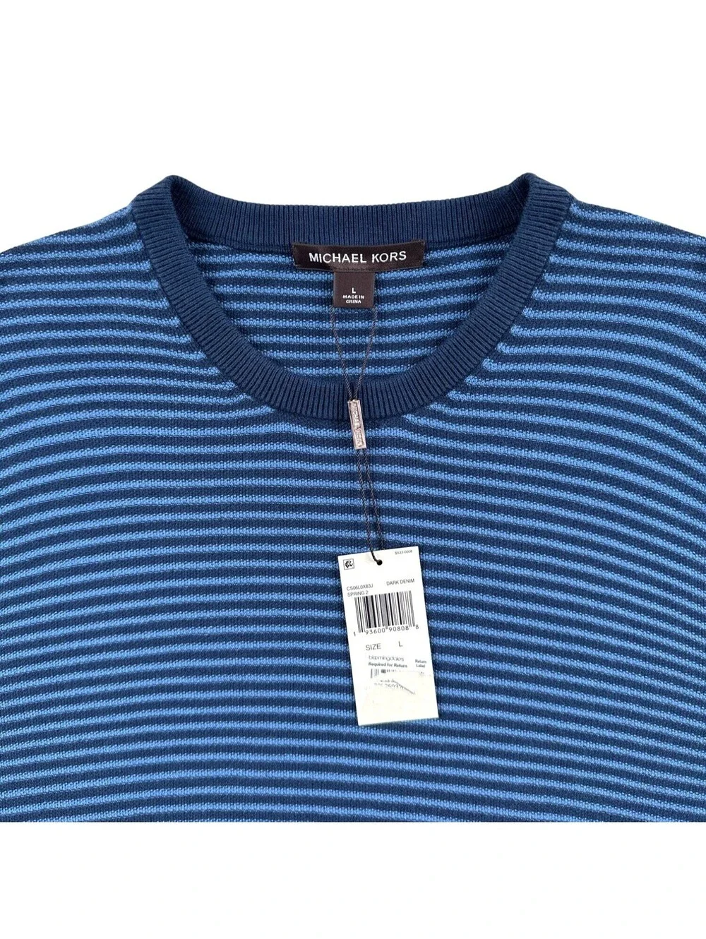 NEW Michael Kors Small Blue Stripe Crew Neck Sweater Large